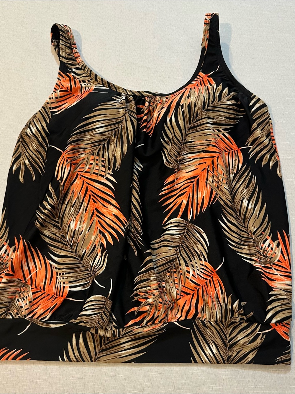 Lascana Venus Tropical Palm Leaf Blouson Tankini Swim Top Size 10